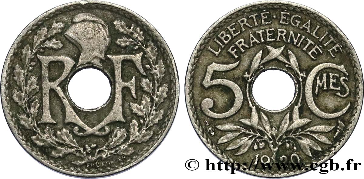 5 centimes Lindauer, petit module 1920 Paris F.122/2 VF 