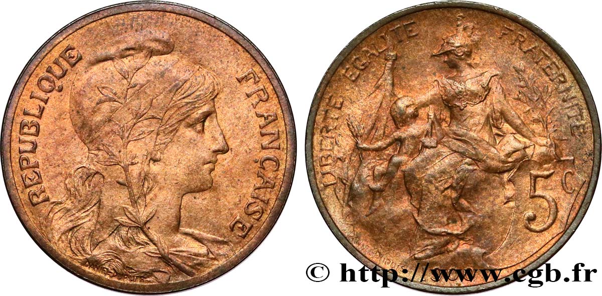 5 centimes Daniel-Dupuis 1900  F.119/9 MS63 