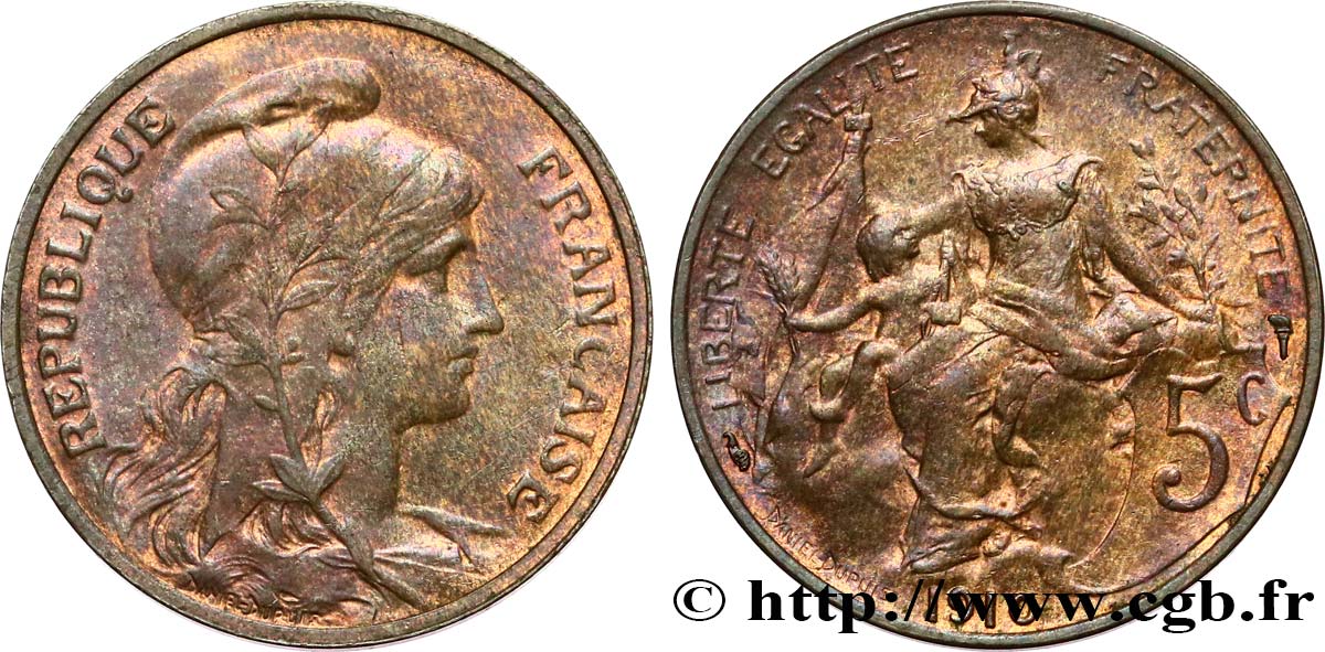 5 centimes Daniel-Dupuis 1910  F.119/22 TTB53 