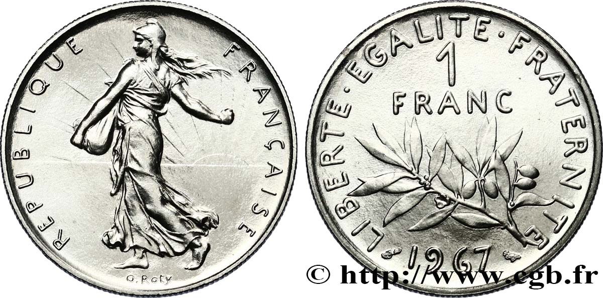 1 franc Semeuse, nickel 1967 Paris F.226/12 MS65 