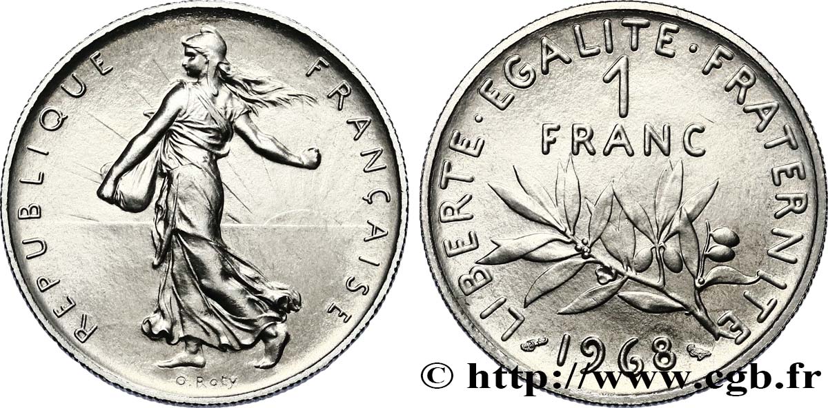 1 franc Semeuse, nickel 1968 Paris F.226/13 ST65 