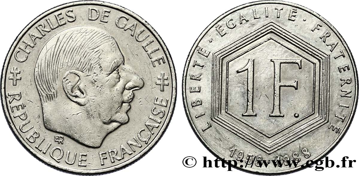 1 franc De Gaulle, sans différents 1988  F.227/3 MBC 