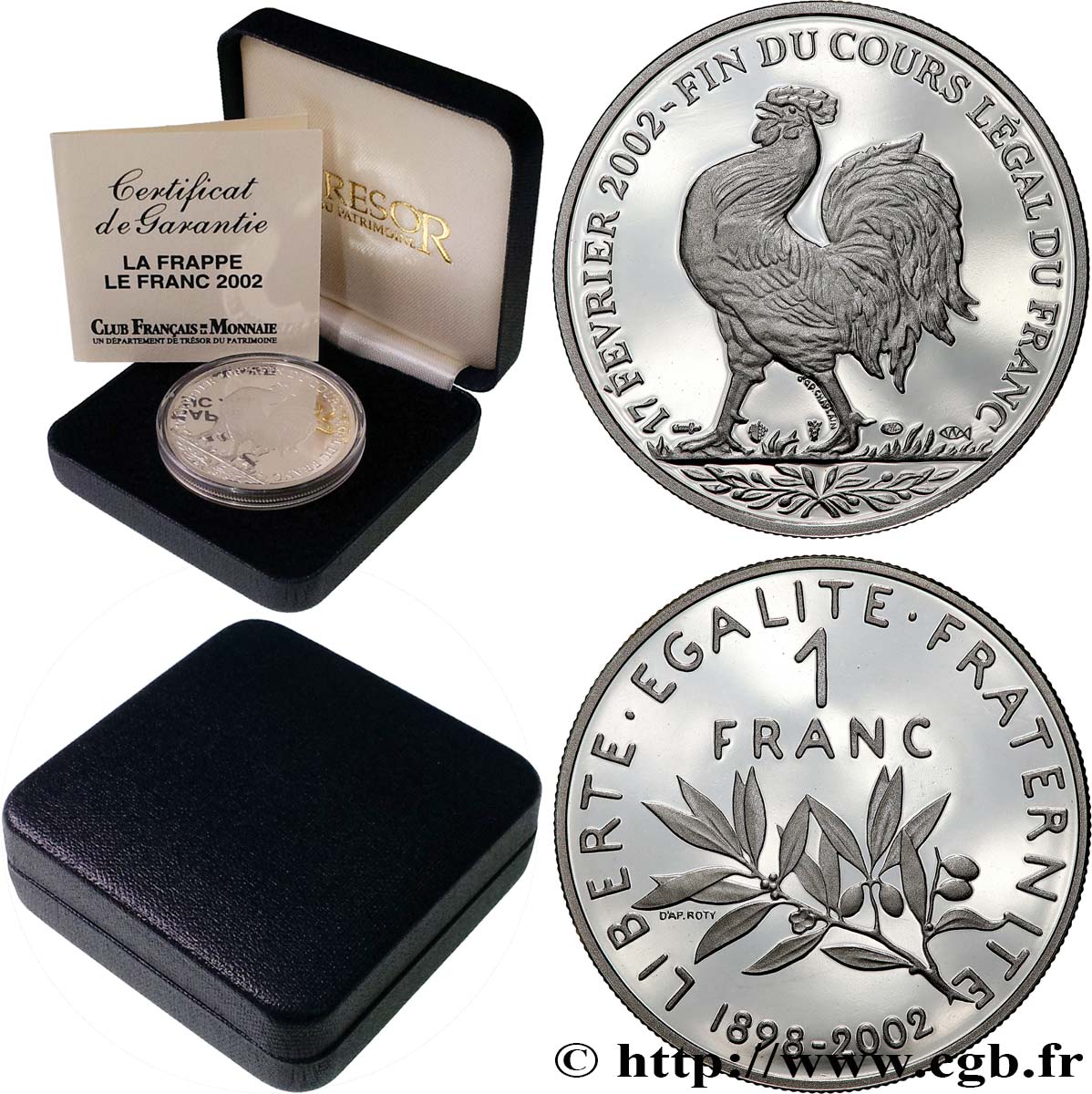 Médaille sur la Fin du cours légal du Franc 2002 Trésor du Patrimoine  FDC 