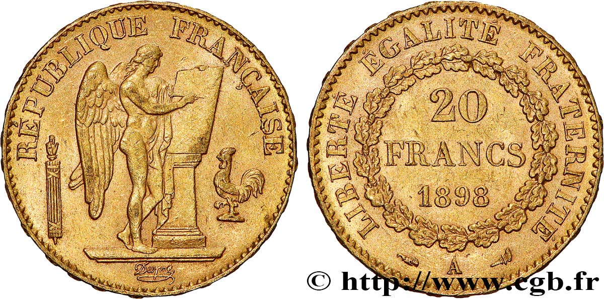 20 francs or Génie, Troisième République 1898 Paris F.533/23 BB50 