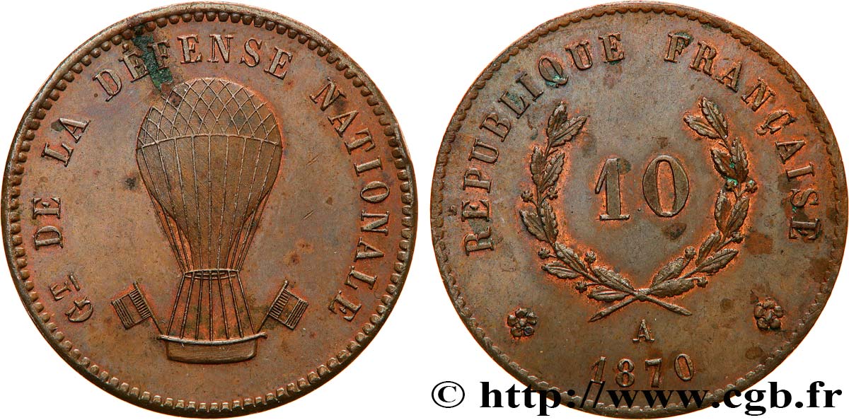 Essai au module de 10 centimes au ballon 1870 Paris VG.3780  VZ+ 