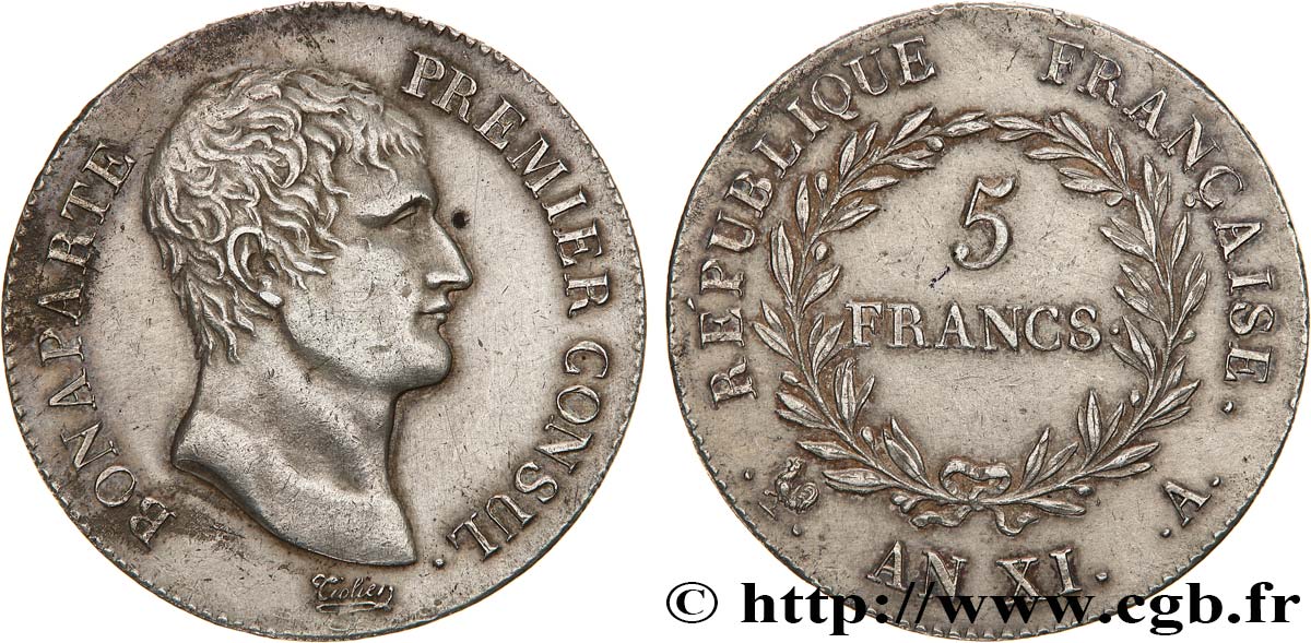 5 francs Bonaparte Premier Consul 1803 Paris F.301/1 MBC+ 