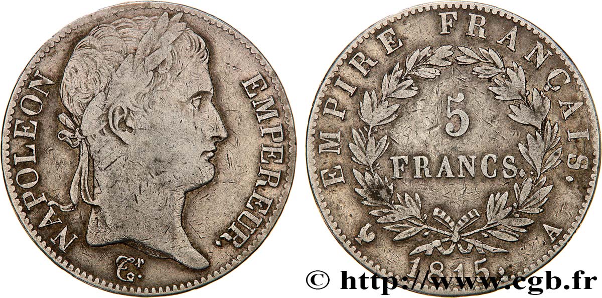 5 francs Napoléon Empereur, Cent-Jours 1815 Paris F.307A/1 TB 