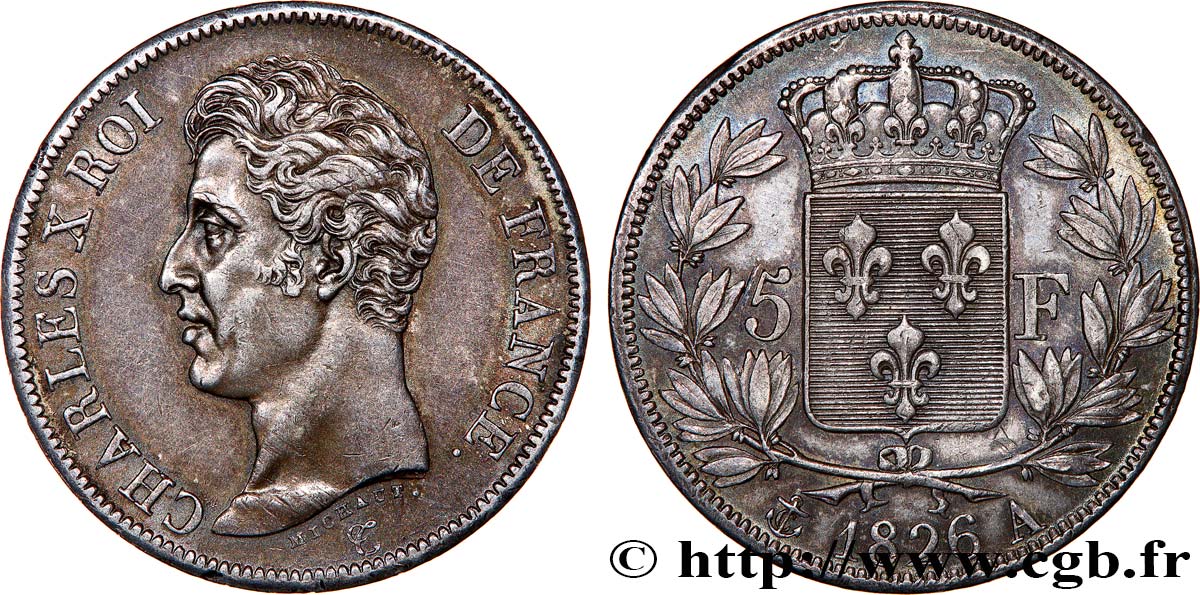 5 francs Charles X, 1er type 1826 Paris F.310/15 TTB+ 