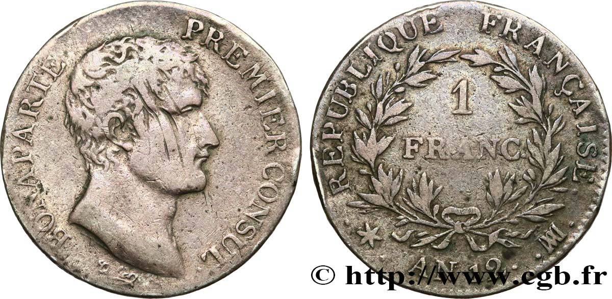 1 franc Bonaparte Premier Consul 1804 Marseille F.200/17 VF 
