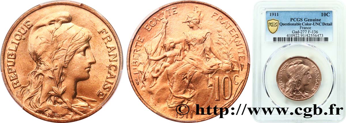 10 centimes Daniel-Dupuis 1911  F.136/20 SPL PCGS