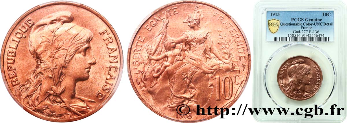 10 centimes Daniel-Dupuis 1913  F.136/22 SPL PCGS