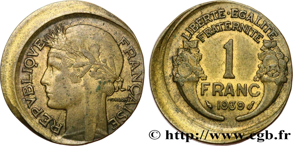 1 franc Morlon, Frappe Décentrée 1939 Paris F.219/10 var. MBC 