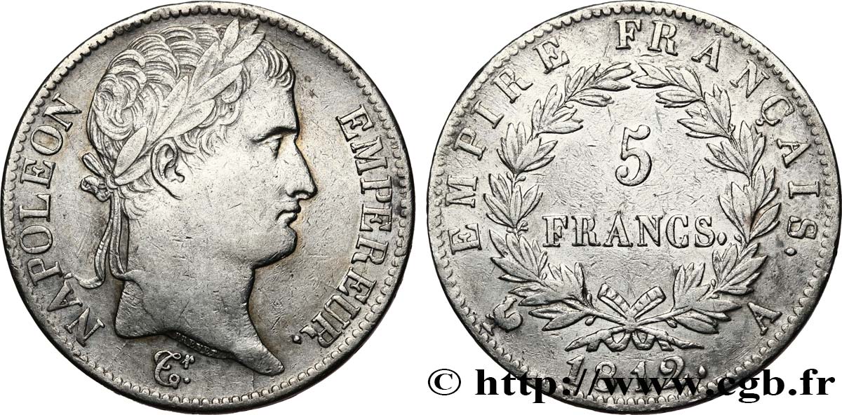 5 francs Napoléon Empereur, Empire français 1812 Paris F.307/41 BB 