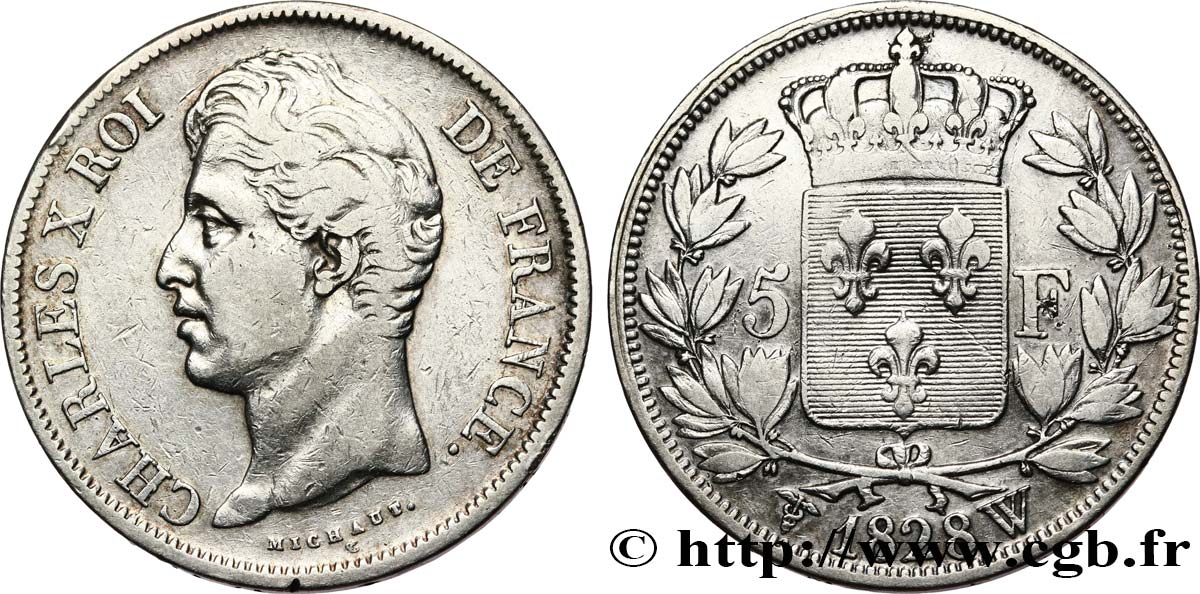 5 francs Charles X, 2e type 1828 Lille F.311/26 TB 