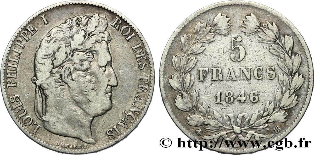 5 francs IIIe type Domard 1846 Strasbourg F.325/11 TB30 