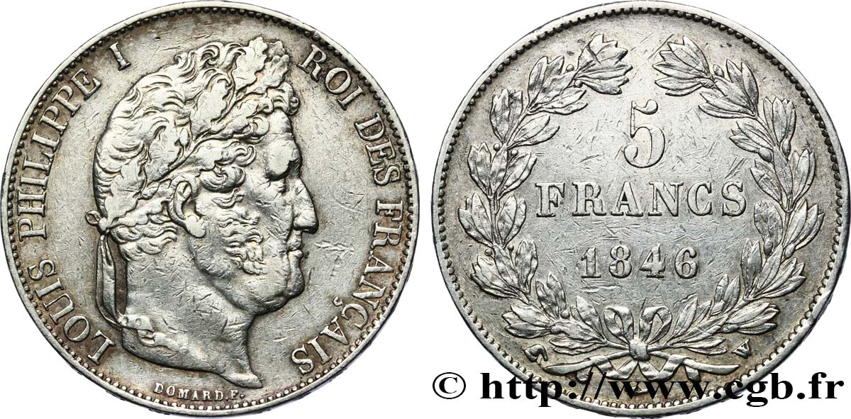 5 francs IIIe type Domard 1846 Lille F.325/13 TTB 