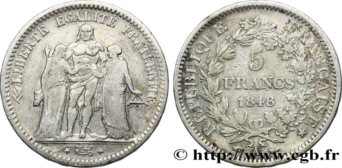 5 francs Hercule, IIe République 1848 Paris F.326/1 TB 