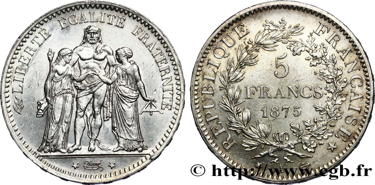 5 francs Hercule 1875 Paris F.334/14 SUP 