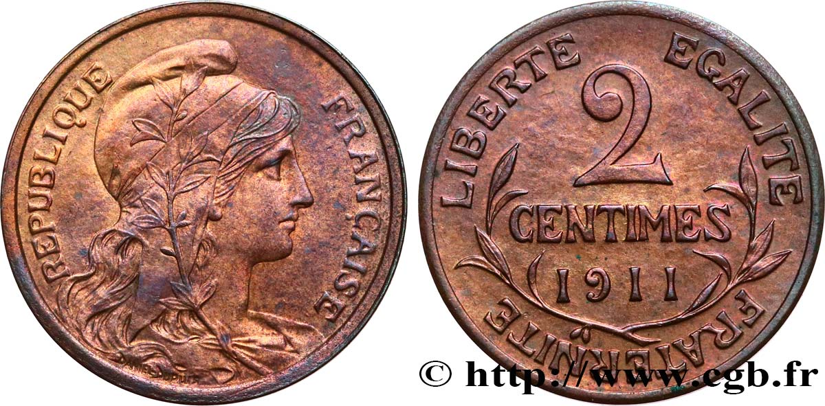 2 centimes Daniel-Dupuis 1911 Paris F.110/14 VZ58 