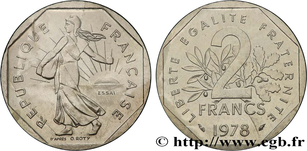 Essai de 2 francs Semeuse, nickel 1978 Pessac F.272/2 FDC 