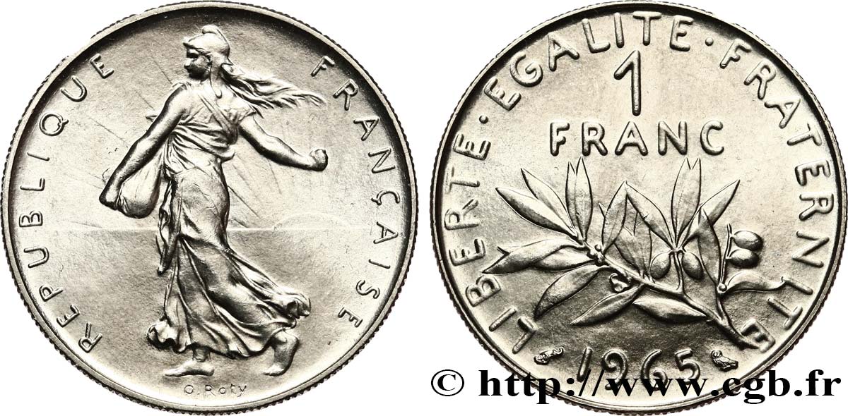 1 franc Semeuse, nickel 1965 Paris F.226/9 MS63 