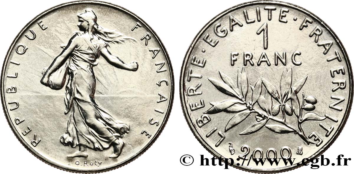 1 franc Semeuse, nickel, BU (Brillant Universel) 2000 Pessac F.226/48 MS64 