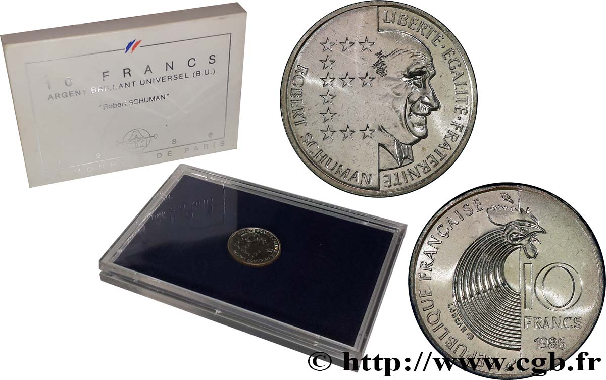 Brillant Universel argent 10 francs Robert Schuman 1986 Paris F5.1303 3 FDC 