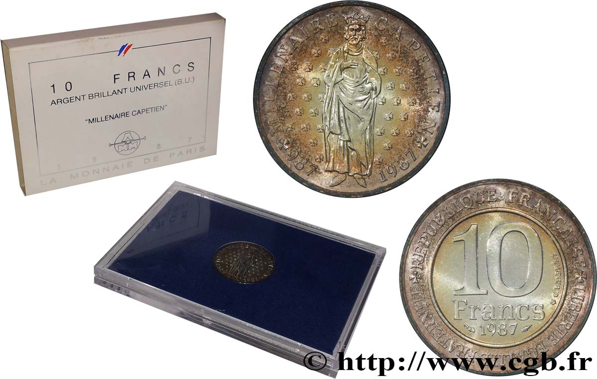 Brillant Universel argent 10 francs Millénaire Capétien 1987 Paris F5.1301 4 ST 