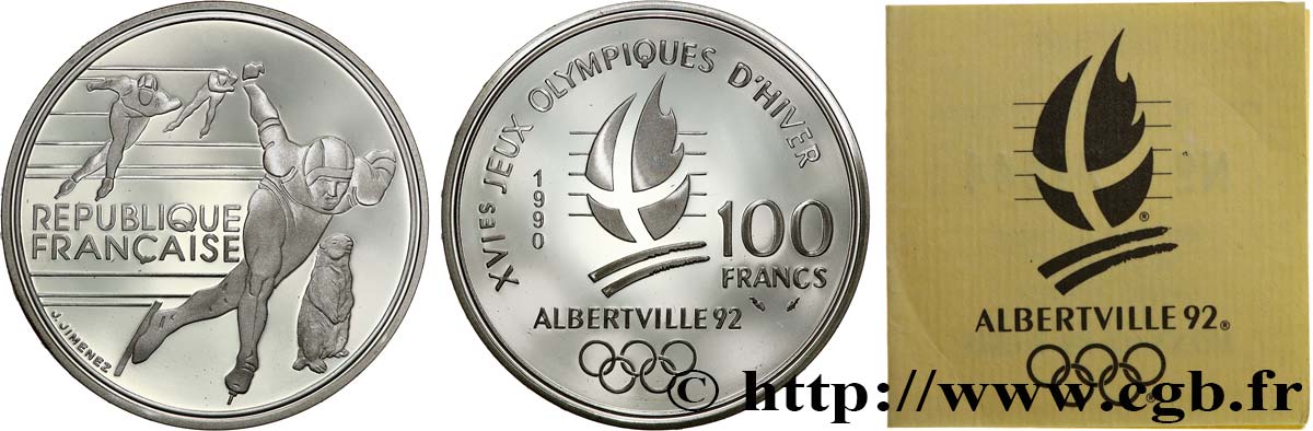 Belle Épreuve 100 francs - Patinage de vitesse / Marmotte 1990 Paris F5.1608 1 FDC 