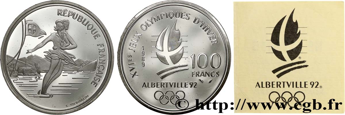 Belle Épreuve 100 francs - Patinage artistique / Lac du Bourget 1989 Paris F5.1607 1 MS 
