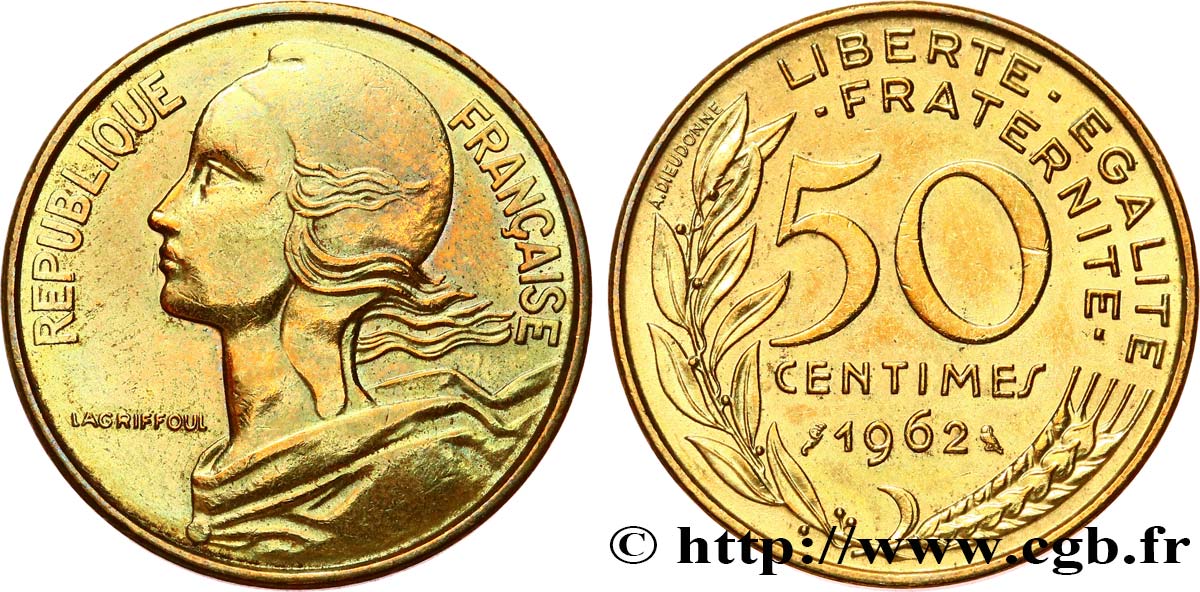 50 centimes Marianne, col à trois plis 1962 Paris F.197/2 fVZ 