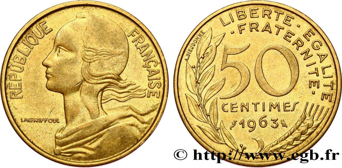 50 centimes Marianne, col à trois plis 1963 Paris F.197/4 BB 