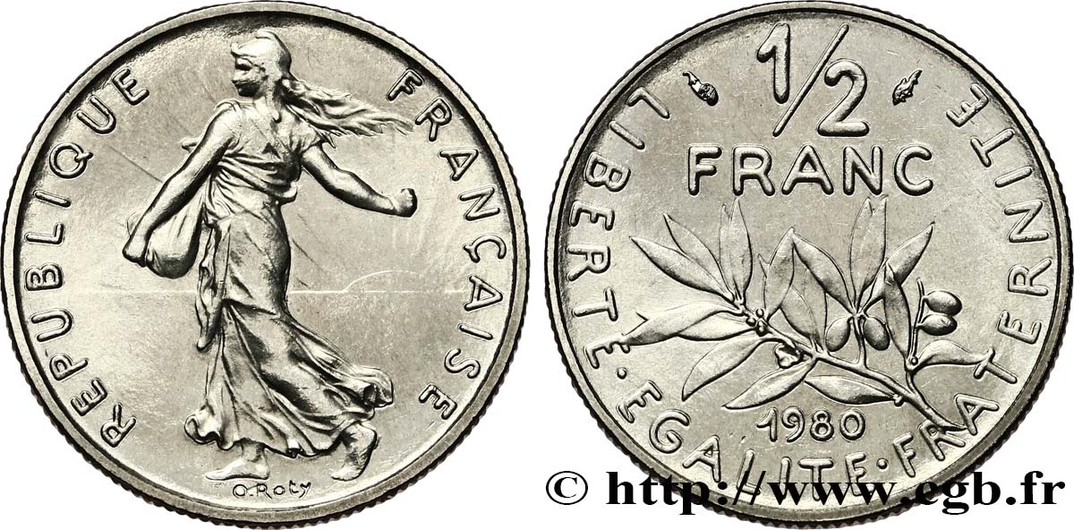 1/2 franc Semeuse 1980 Pessac F.198/19 MS63 