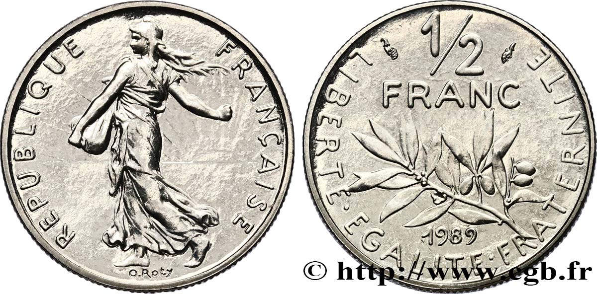 1/2 franc Semeuse, Brillant Universel 1989 Pessac F.198/28 MS64 