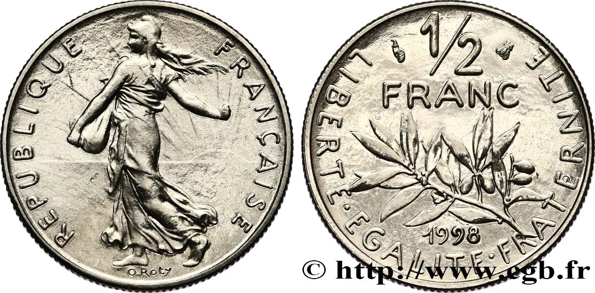 1/2 franc Semeuse, BU (Brillant Universel) 1998 Pessac F.198/41 SPL62 