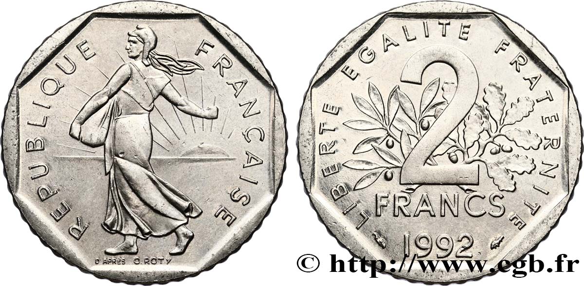 2 francs Semeuse, nickel 1992 Pessac F.272/17 EBC60 