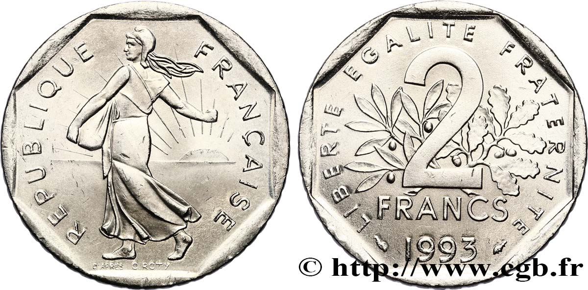 2 francs Semeuse, nickel 1993 Pessac F.272/19 SPL60 