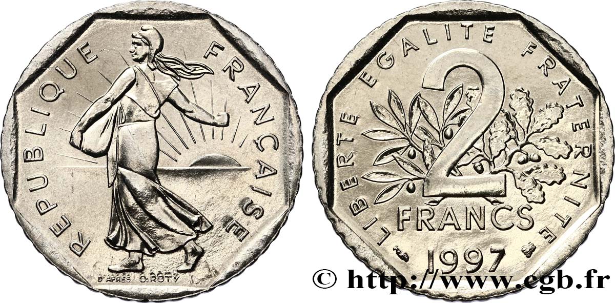 2 francs Semeuse, nickel 1997 Pessac F.272/25 SPL63 
