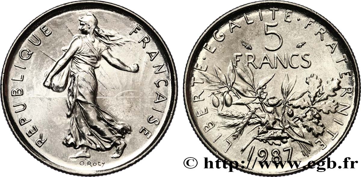 5 francs Semeuse, nickel 1987 Pessac F.341/19 SC63 