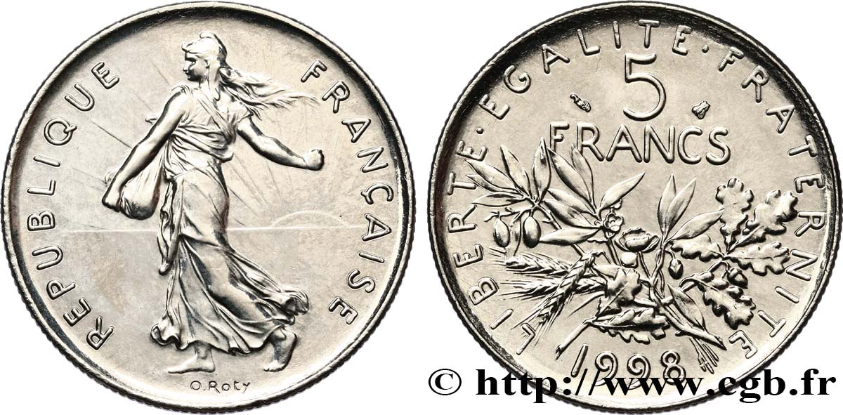 5 francs Semeuse, nickel 1998 Pessac F.341/34 MS64 