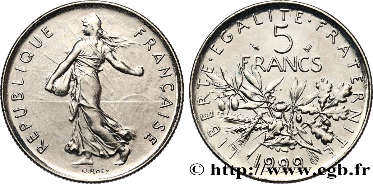 5 francs Semeuse, nickel, BU (Brillant Universel) 1999 Pessac F.341/35 MS 