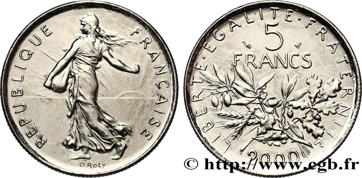 5 francs Semeuse, nickel, BU (Brillant Universel) 2000 Pessac F.341/36 fST64 