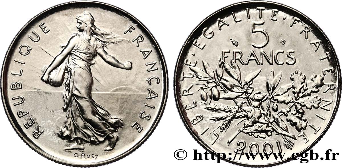 5 francs Semeuse, nickel 2001 Pessac F.341/37 MS 