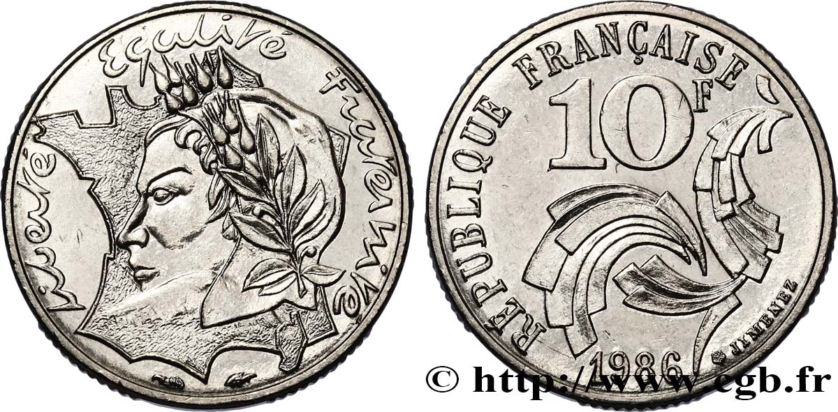 10 francs Jimenez 1986  F.373/3 AU58 