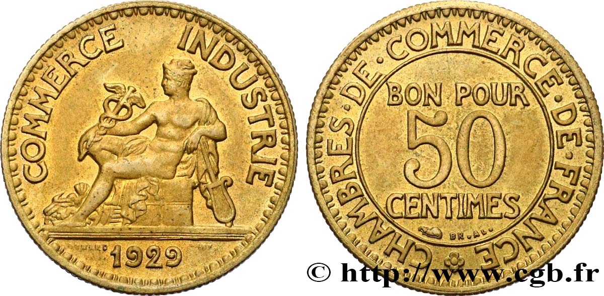 50 centimes Chambres de Commerce 1929 Paris F.191/11 SPL55 