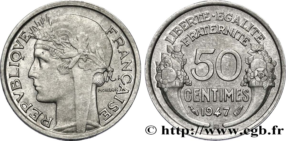 50 centimes Morlon, légère 1947 Beaumont-le-Roger F.194/11 EBC55 