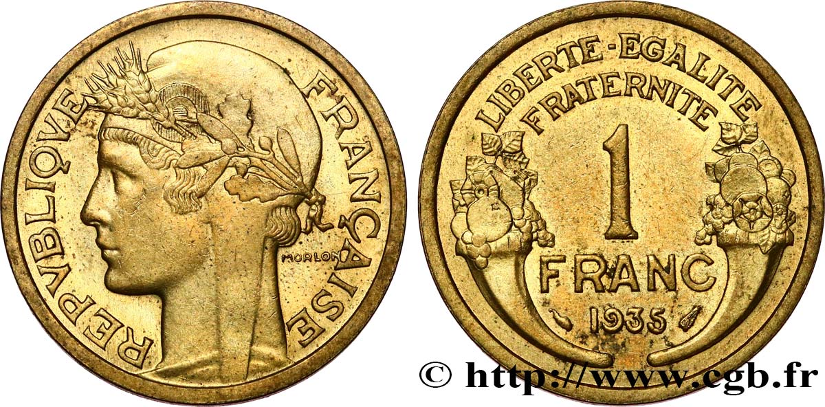 1 franc Morlon 1935  F.219/6 AU55 