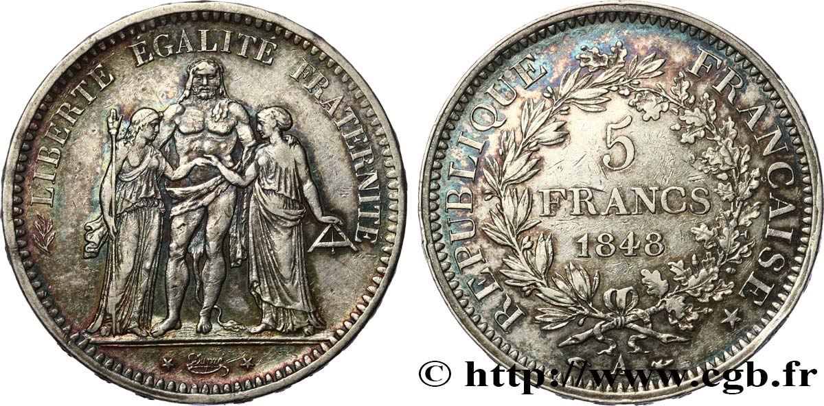 5 francs Hercule, IIe République 1848 Paris F.326/1 TTB 