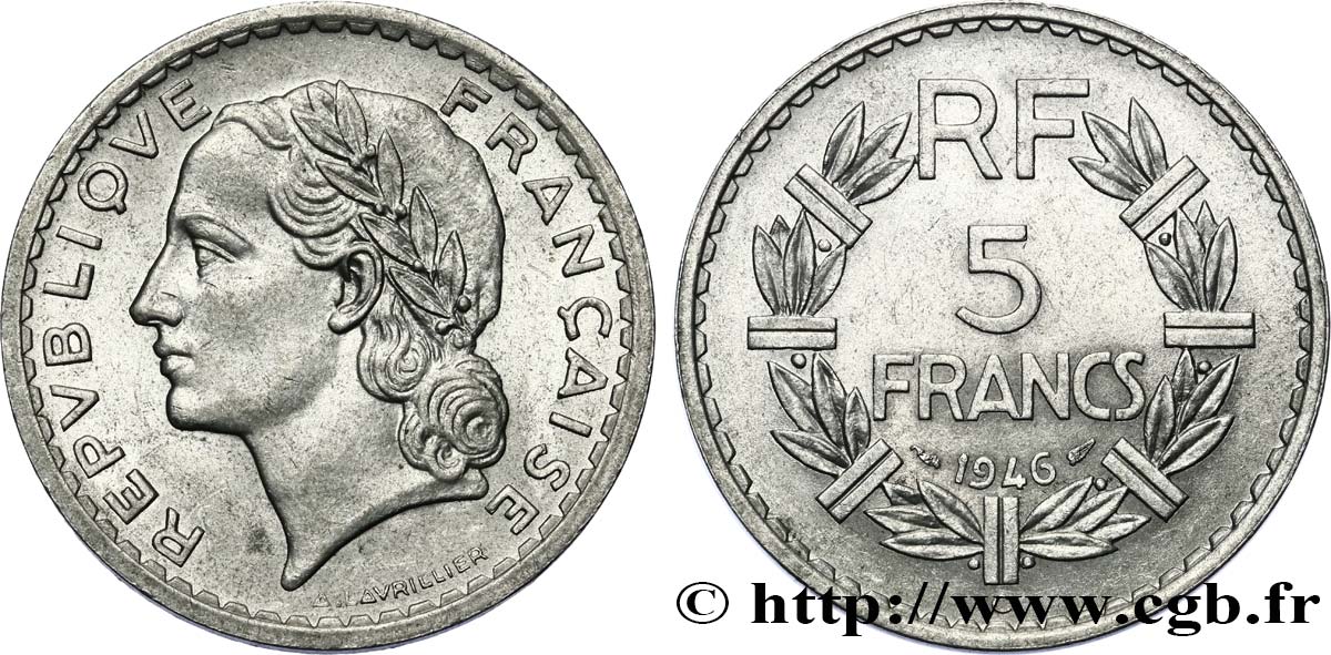 5 francs Lavrillier en aluminium 1946 Castelsarrasin F.339/8 AU55 