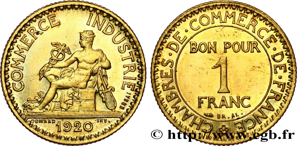 Essai de 1 franc Chambres de Commerce 1920 Paris F.218/1 SPL64 